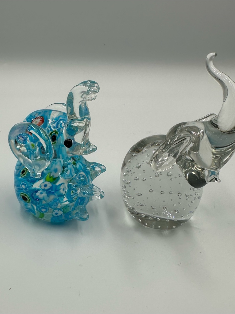 Blue Millefiori Glass Elephant Figurine - Decorative Home Accent
